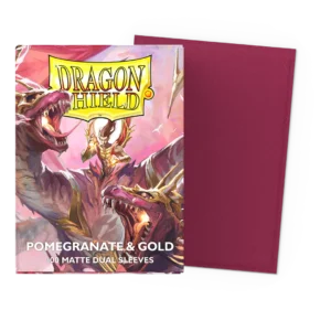 Dragon Shield: Pomegranate & Gold - 100x Matte Dual Sleeves - Standard Size - verpakking vooraan
