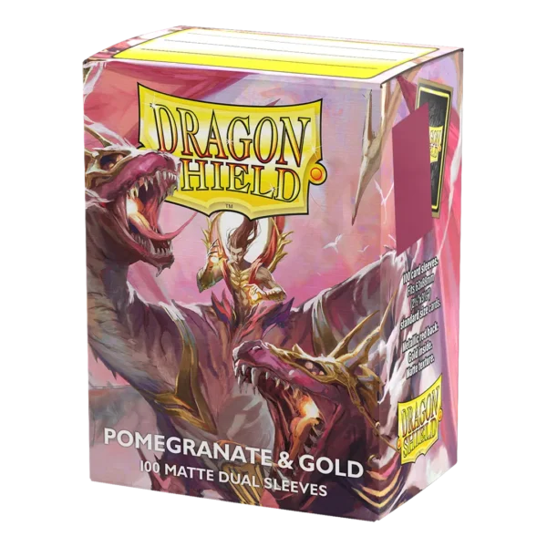 Dragon Shield: Pomegranate & Gold - 100x Matte Dual Sleeves - Standard Size - achterzijde verpakking