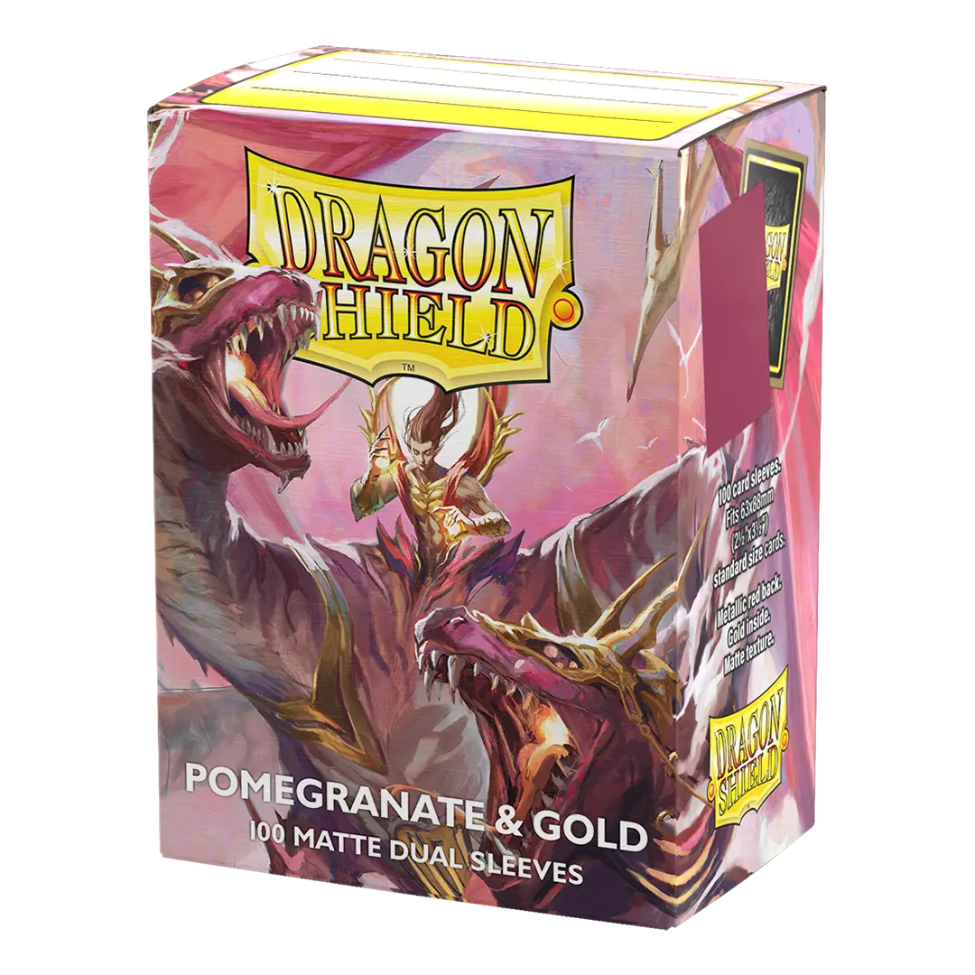 Dragon Shield: Pomegranate & Gold - 100x Matte Dual Sleeves - Standard Size - achterzijde verpakking