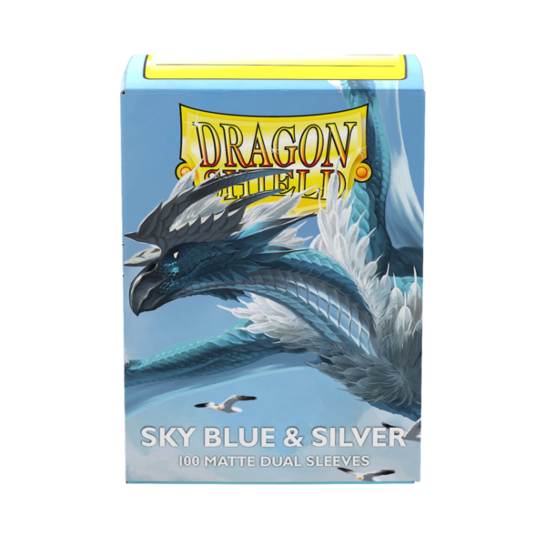 Dragon Shield: Sky Blue & Silver - 100x Matte Dual Sleeves - Standard Size - achterzijde verpakking