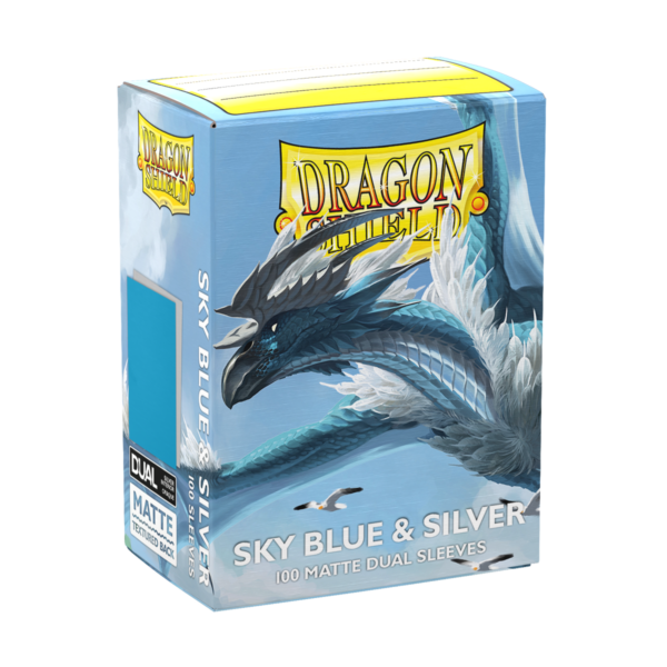 Dragon Shield: Sky Blue & Silver - 100x Matte Dual Sleeves - Standard Size - sleeve detail