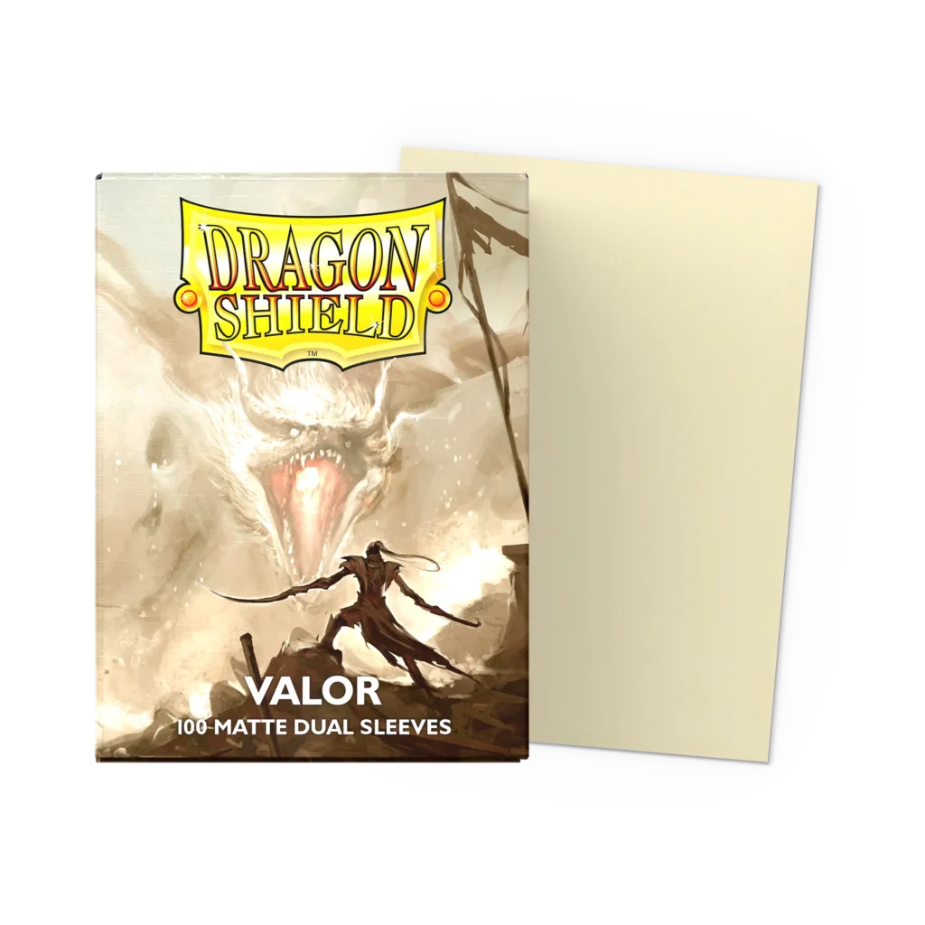 Dragon Shield: Valor - 100x Matte Dual Sleeves - Standard Size - verpakking vooraan