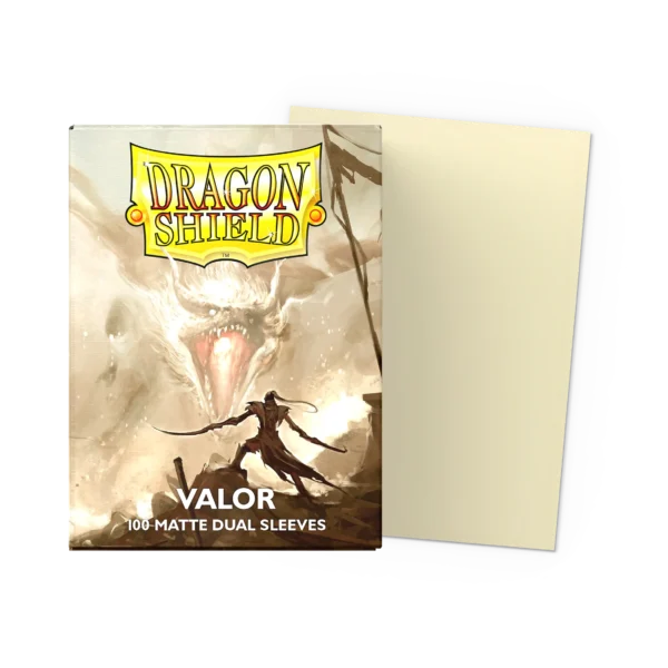 Dragon Shield: Valor - 100x Matte Dual Sleeves - Standard Size - verpakking vooraan