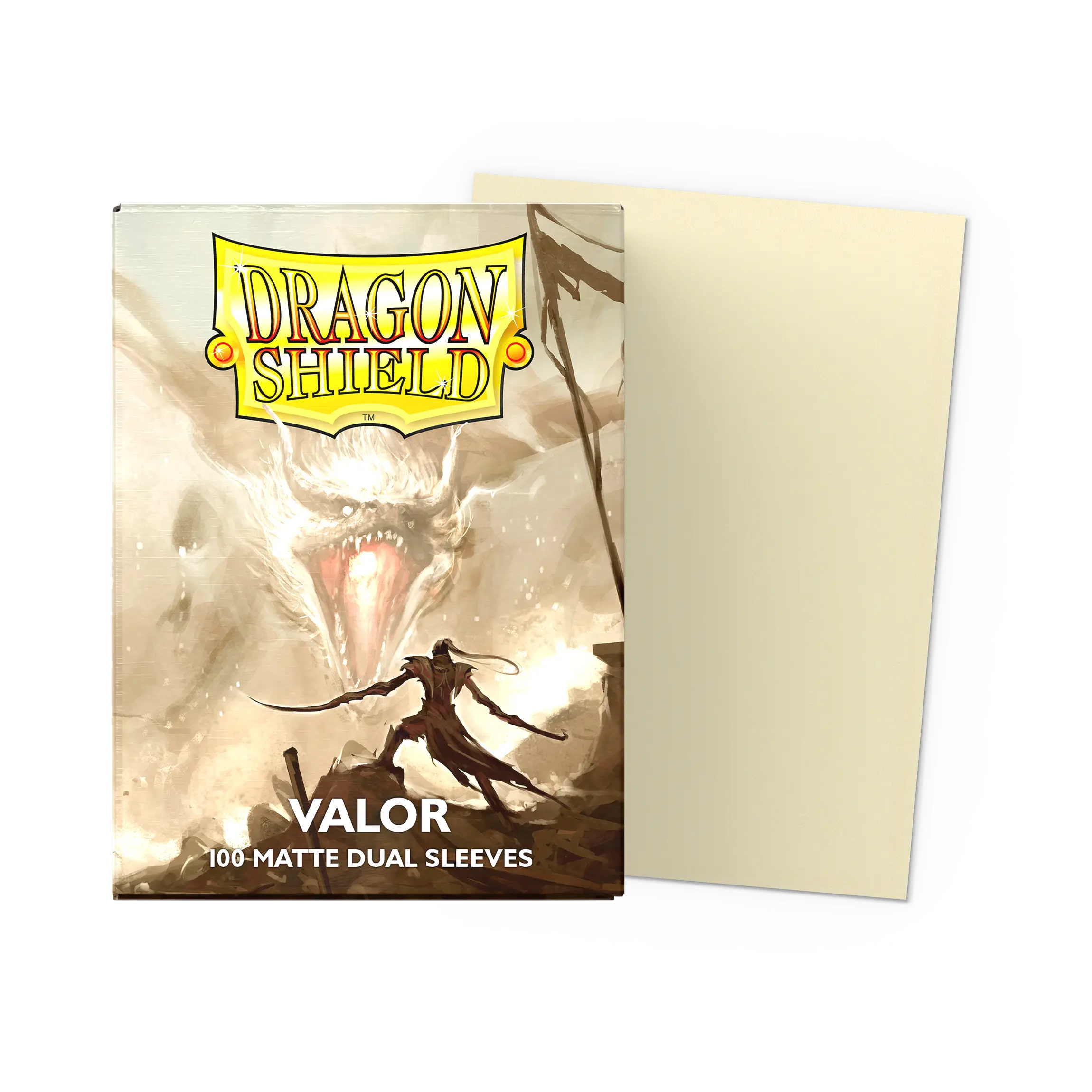 Dragon Shield: Valor - 100x Matte Dual Sleeves - Standard Size - verpakking vooraan
