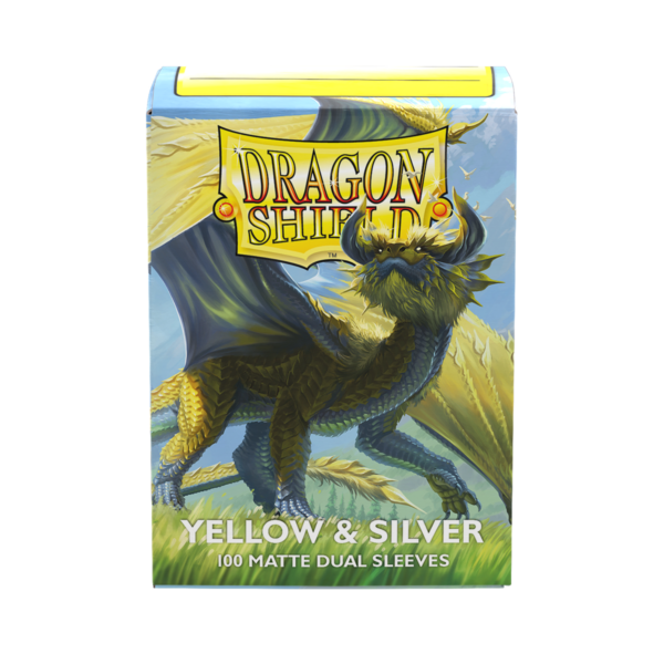 Dragon Shield: Yellow & Silver - 100x Matte Dual Sleeves - Standard Size - achterzijde verpakking