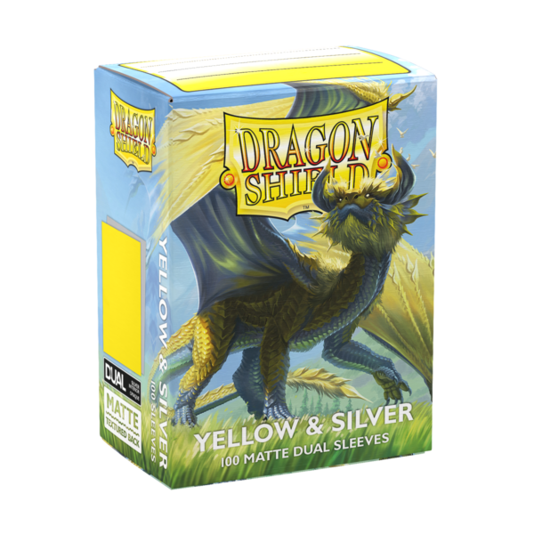 Dragon Shield: Yellow & Silver - 100x Matte Dual Sleeves - Standard Size - sleeve detail