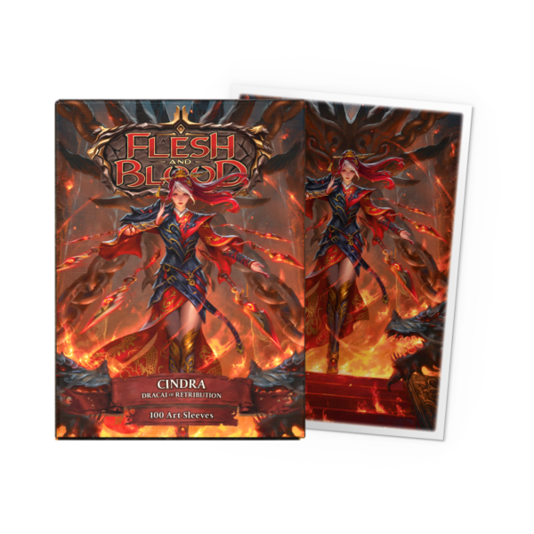 Dragon Shield: Flesh and Blood - Cindra, Dracai of Retribution - 100x Matte Art Sleeves - Standard Size - verpakking