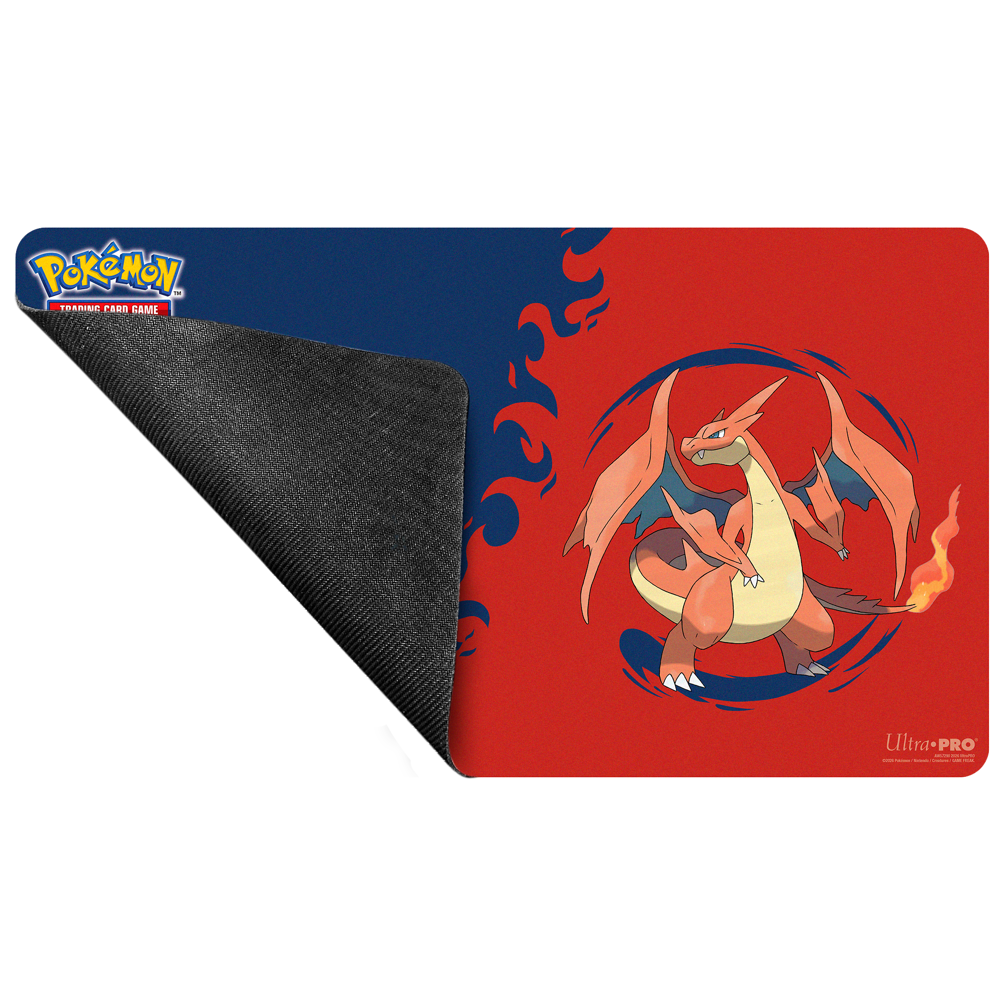 Ultra Pro: Mega Charizard X & Mega Charizard Y - Mega Charizard X en Mega Charizard Y - Playmat 61 x 35 cm - mat uitgerold