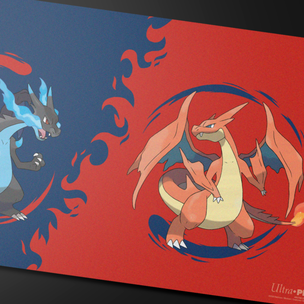 Ultra Pro: Mega Charizard X & Mega Charizard Y - Mega Charizard X en Mega Charizard Y - Playmat 61 x 35 cm - detailopname