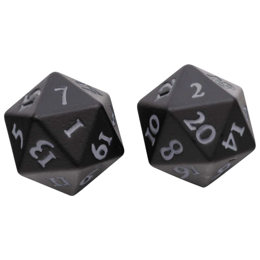 Ultra Pro: Vivid Heavy Metal Dice - Black (2 metalen D20 dobbelstenen) - productfoto