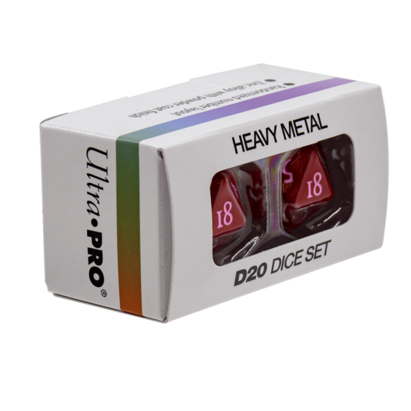 Ultra Pro: Vivid Heavy Metal Dice - Red (2 metalen D20 dobbelstenen) - achterzijde