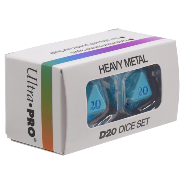 Ultra Pro: Vivid Heavy Metal Dice - Teal (2 metalen D20 dobbelstenen) - achterzijde