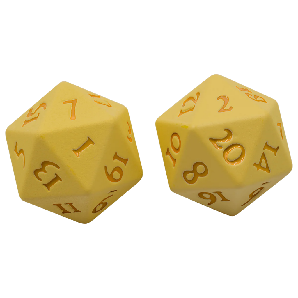Ultra Pro: Vivid Heavy Metal Dice - Yellow (2 metalen D20 dobbelstenen) - productfoto