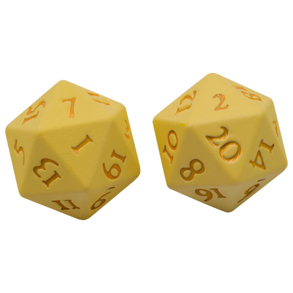 Ultra Pro: Vivid Heavy Metal Dice - Yellow (2 metalen D20 dobbelstenen) - productfoto